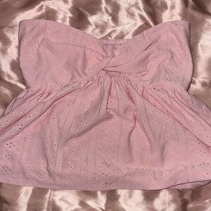 Pink Eyelet Strapless Top